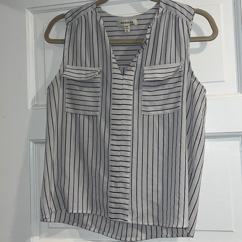 White Pinstripe Business Tank Top